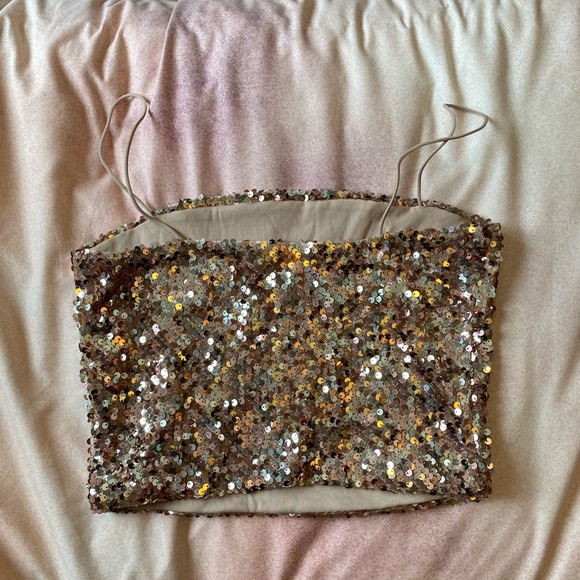 Sequin crop tank top